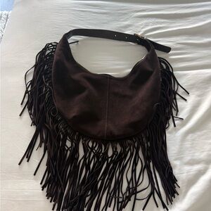 Madewell Dark Brown Fringe Hobo Bag